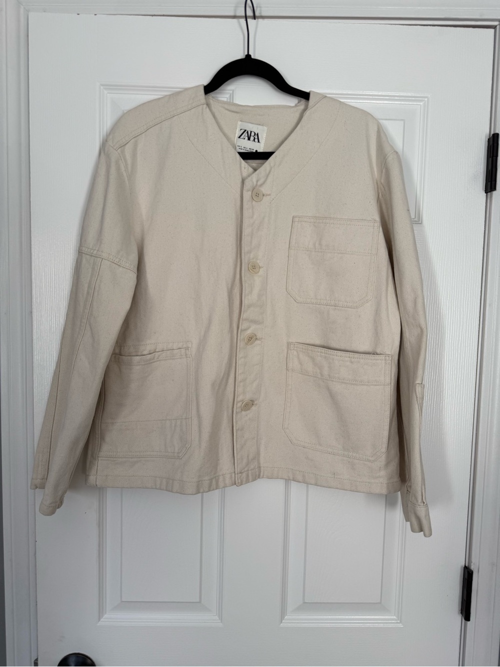 Zara The Deconstructed Overshirt, Cream, Size Small